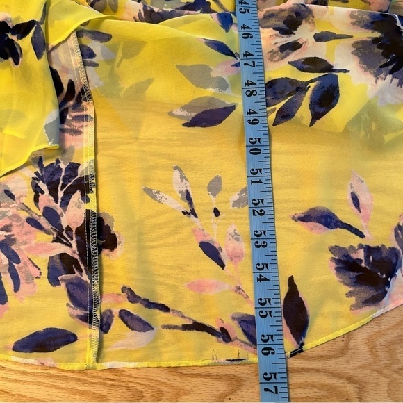 Eliza J Floral Print High Low Chiffon Yellow Floral Dress 6 - Picture 12 of 16